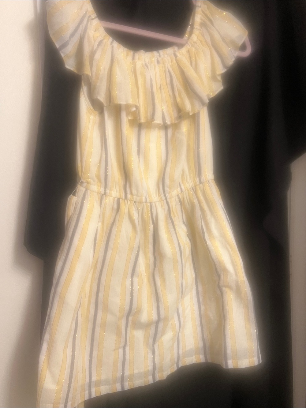Michael Kors Yellow and White Striped Ruffle Dress